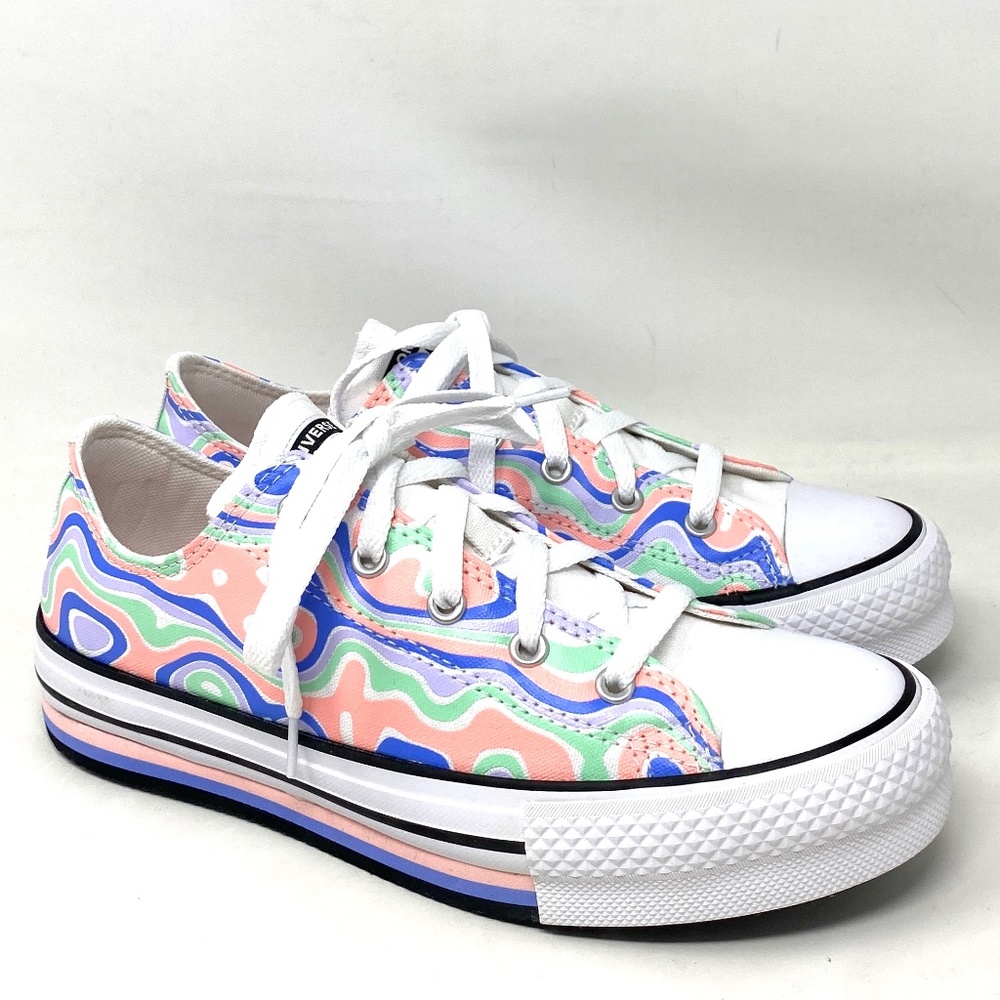 Converse CTAS Lift Platform Low Top Multi Women Kids Canvas Size Sneaker A01018F - Picture 2 of 9